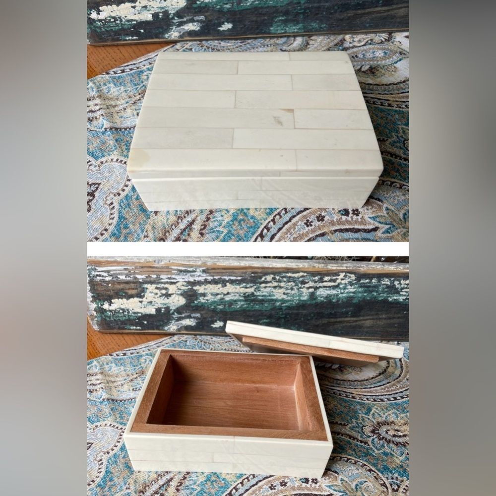 Bone Mosaic Inlay Wooden Box Trinket Jewelry Box